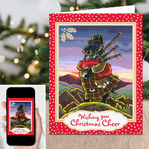 Spaß Christmas Scottie Bagpipe Custom Notecard Feiertagskarte
