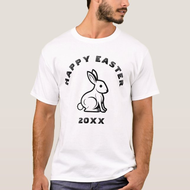Spaß Cool glücklich Ostern Bunny Kaninchen Schwarz T-Shirt (Vorderseite)