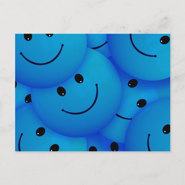 Spaß Cool Happy Blue Faces Postkarte (Vorderseite)