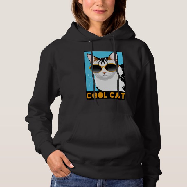 Spaß Coole Katze Hoodie (Vorderseite)