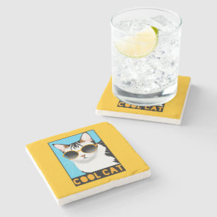 Spaß Coole Katze Steinuntersetzer