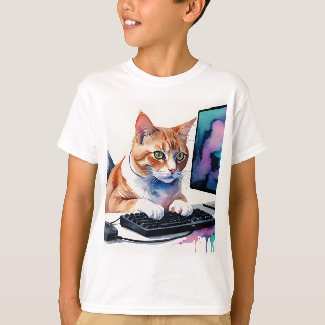 Spaß Cooles Computerspiel Katzen Tierischer Spaß T-Shirt (Vorderseite)