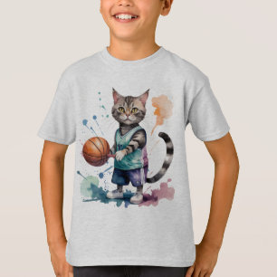 Spaß Cooles Katzen Basketball Tier Spaß T-Shirt