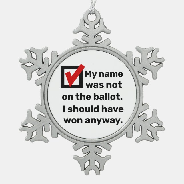 Spaß der Wahlen 2024 Schneeflocken Zinn-Ornament (Vorderseite)