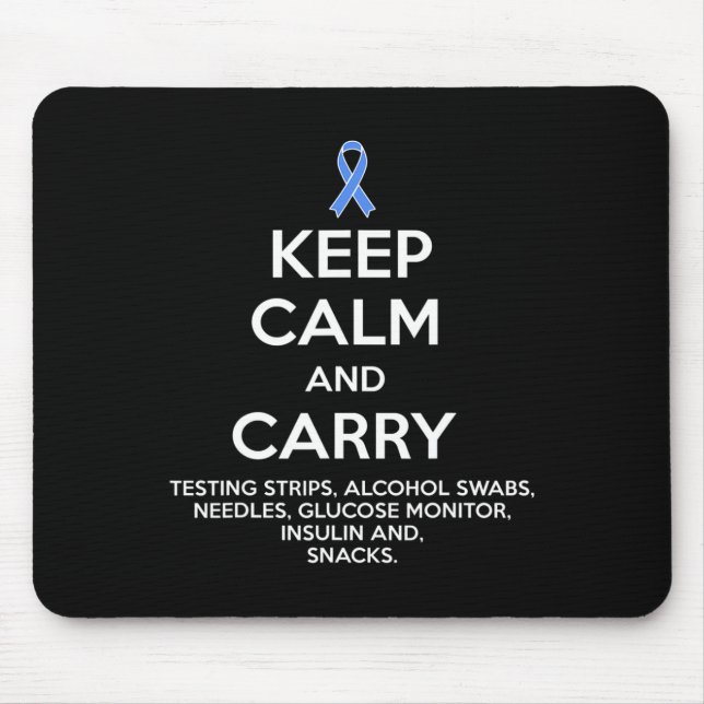 Spaß Diabetiker Behielt Ruhe Typ 1 Typ 2 Diabetes  Mousepad (Vorne)