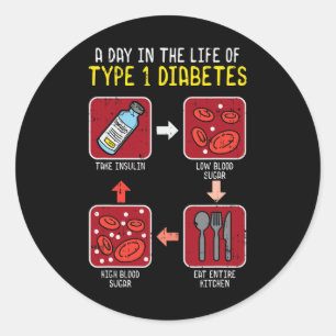 Spaß Diabetiker Typ 1 Lebenszyklus - Fun Diabetes Runder Aufkleber
