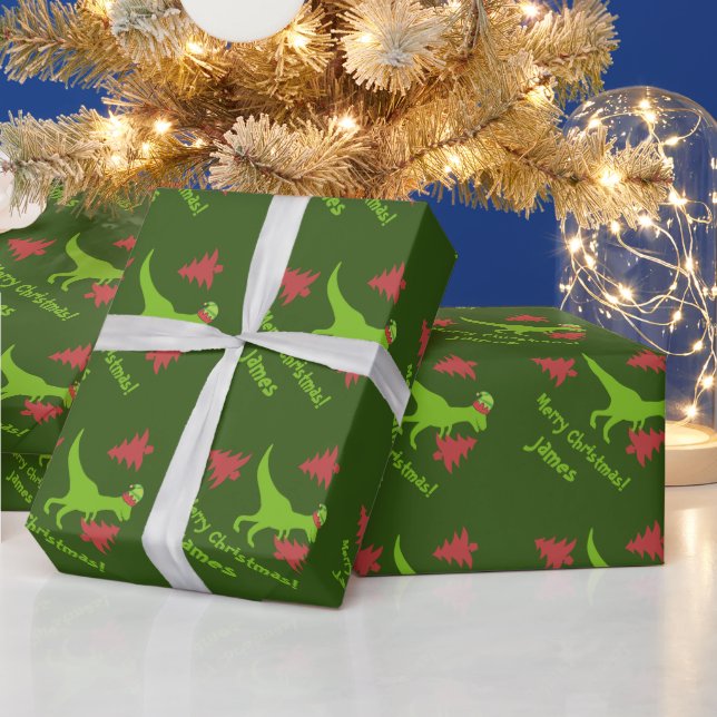 Spaß Dinosaurier Elf Weihnachtswrapping Papier für Geschenkpapier (Feiertage)