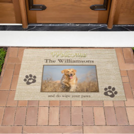Spaß Dog Foto Custom Burlap Textur Willkommen Fußmatte