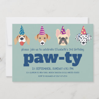 Spaß Doggone Phantastisch Geburtstagsbash! Kinderg Einladung