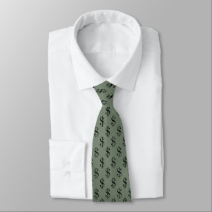 Spaß-Dollar-Zeichen-Muster auf kakifarbigem Grün Krawatte