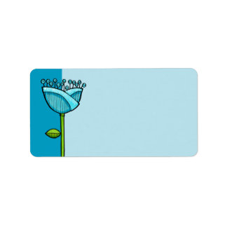 Spaß Doodle Blume blau pink Adressaufkleber
