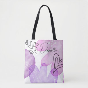 Spaß Doodle Herz und Blume Benutzerdefinierte Tasc