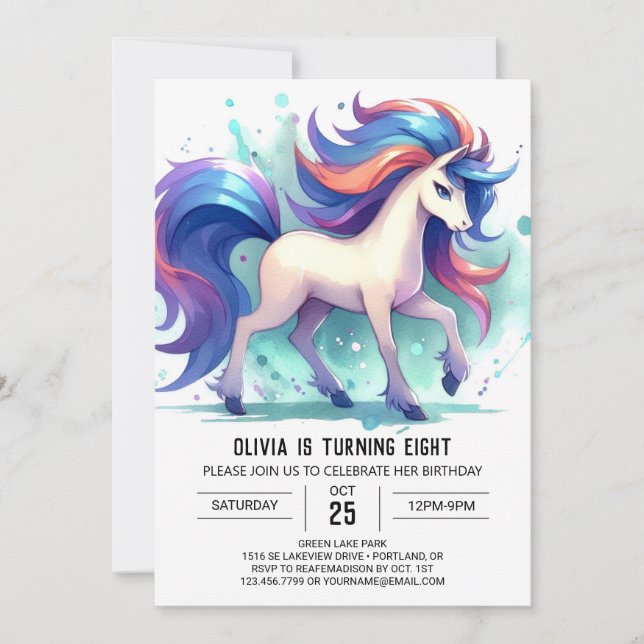 Spaß Editable Horse Geburtstag Einladung (Vorderseite)