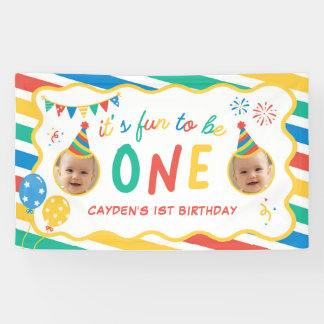 Spaß, ein bunter Junge zum 1. Geburtstag zu sein Banner