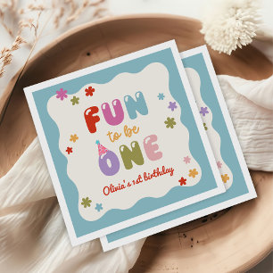 Spaß, eine bunte Gänseblümchen-Einser-Geburtstag Serviette