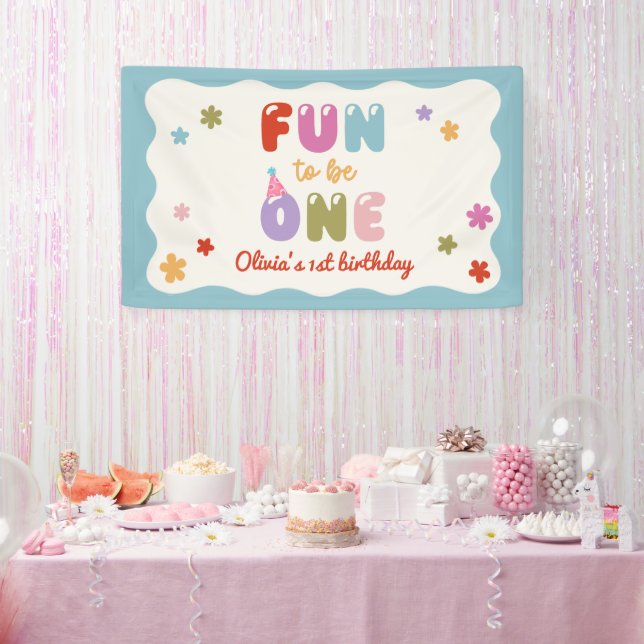 Spaß, eine daisy-bunte 1. Geburtstag Banner (Party)
