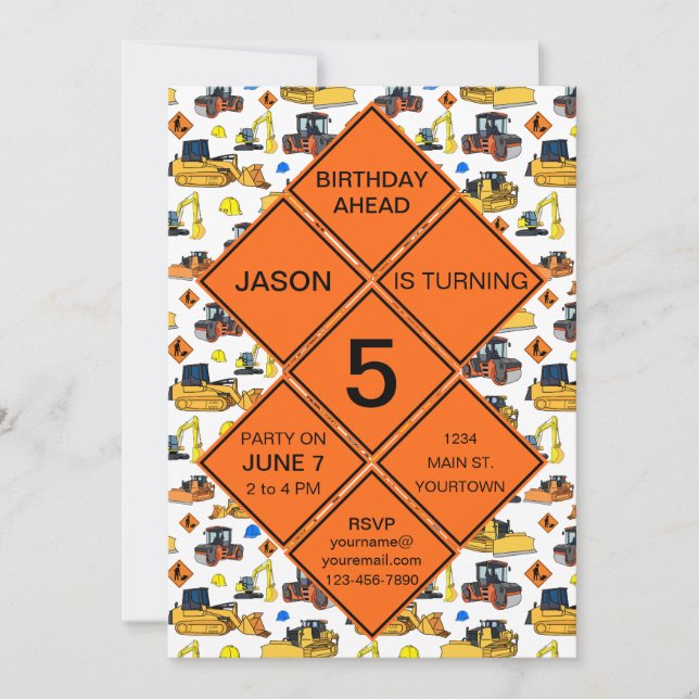 Spaß Einzigartige Bauzone Straßenschilder Geburtst Einladung (Vorderseite)