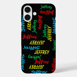 Spaß Einzigartige Wiederholungsnamen auf schwarz,  iPhone 16 Plus Hülle