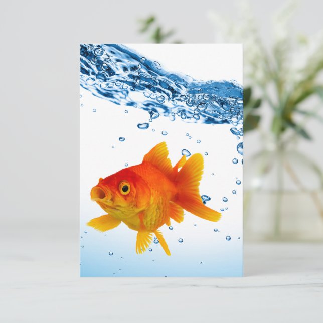 Spaß Einzigartiges Goldfish Fisch-Wasser Dankeskarte (Stehend Vorderseite)