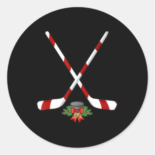 Spaß Eishockey Weihnachtscreme Stick Geschenk Kind Runder Aufkleber