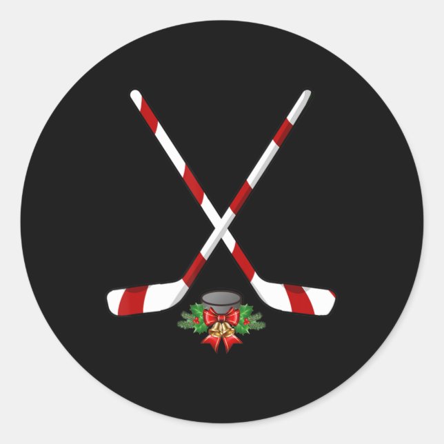 Spaß Eishockey Weihnachtscreme Stick Geschenk Kind Runder Aufkleber (Vorderseite)