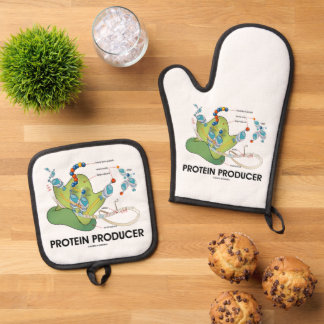 Spaß Eiweißproduzent Biologie Proteinsynthese Ofenhandschuh & Topflappen-Set