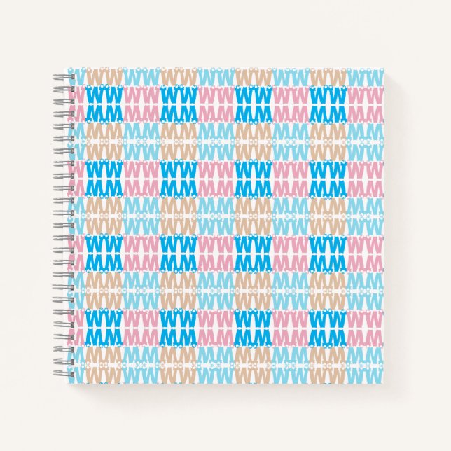 Spaß Elegant Mit Monogramm Pink Blue Kids Letting Notizbuch (Vorderseite)