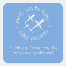 Spaß, Elegant Personalisiert drei Flugzeuge auf Bl Quadratischer Aufkleber