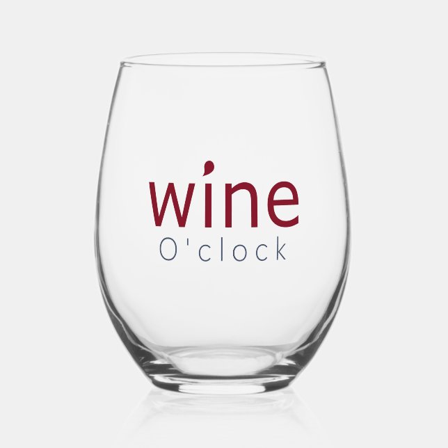 Spaß Elegant "Wine O'clock" Drop Talk Symbol Kunst Weinglas Ohne Stiel (Vorderseite)