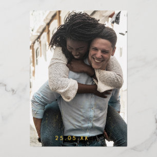 Spaß Endlich Foto Hochzeit speichern Sie das Datum Folieneinladung