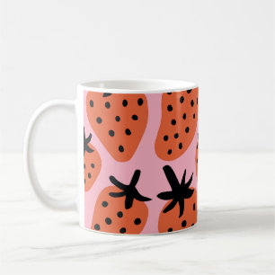 Spaß Erdbeere, handgezeichnet nahtloses Design. Kaffeetasse