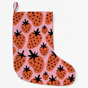 Spaß Erdbeere, handgezeichnet nahtloses Design. Kleiner Weihnachtsstrumpf