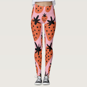 Spaß Erdbeere, handgezeichnet nahtloses Design. Leggings