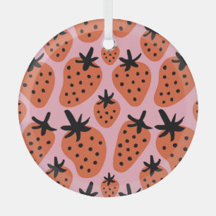 Spaß Erdbeere, handgezeichnet nahtloses Design. Ornament Aus Glas