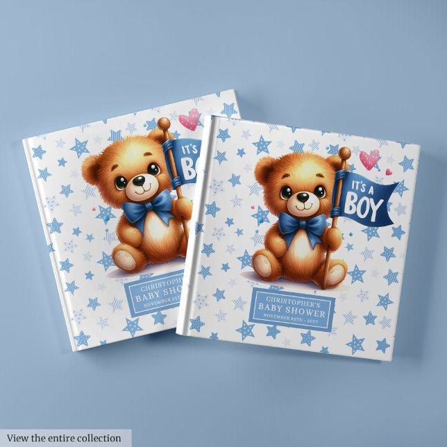 Spaß Es ist ein Baby-Teddy-Gästebuch für einen kle Gästebuch (Fun It’s a boy teddy bear guest book for baby boy)