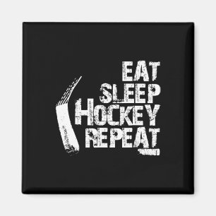 Spaß Essen Schlaf Eishockey Wiederholung Vintage-G Magnet