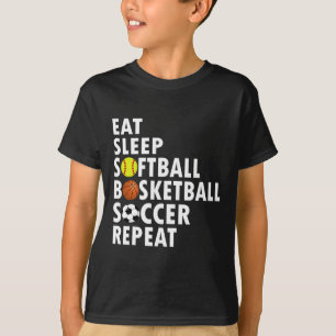 Spaß essen Schlafen Softball Basketball Fußball Mä T-Shirt