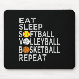 Spaß essen Schlafen Softball Volleyball Basketball Mousepad