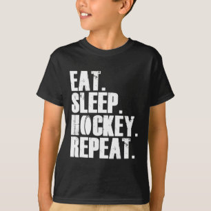 Spaß essen Sleep Hockey Wiederholung Geschenk Männ T-Shirt