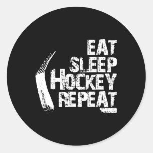 Spaß essen Sleep Ice Hockey Wiederholung Vintages Runder Aufkleber