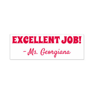 Spaß "EXCELLENT JOB!" + Tutor-Name Rubber-Briefmar Permastempel