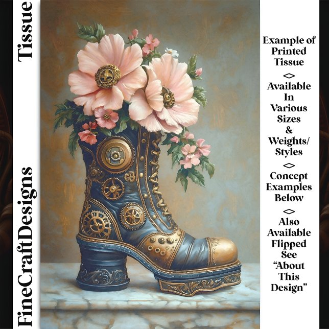Spaß Extrem Steampunk Boot, floral DG2R Decoupage Seidenpapier (Von Creator hochgeladen)