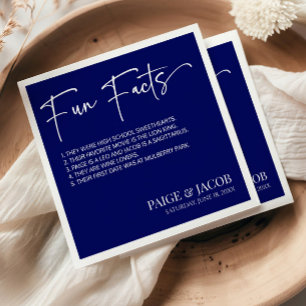 Spaß Fakten Dunkle Navy Klassische Minimalhochzeit Serviette