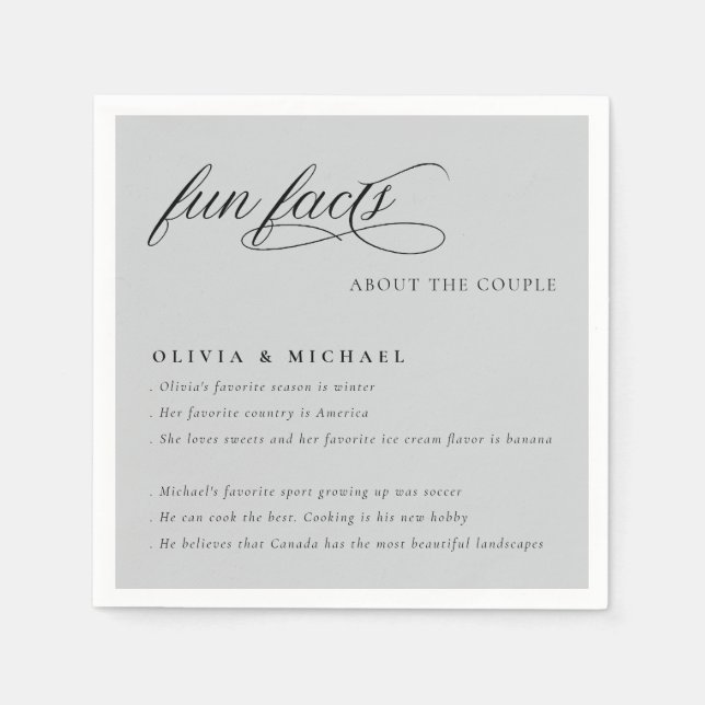 Spaß Fakten einfach elegante Typografie Hochzeit Serviette (Vorderseite)
