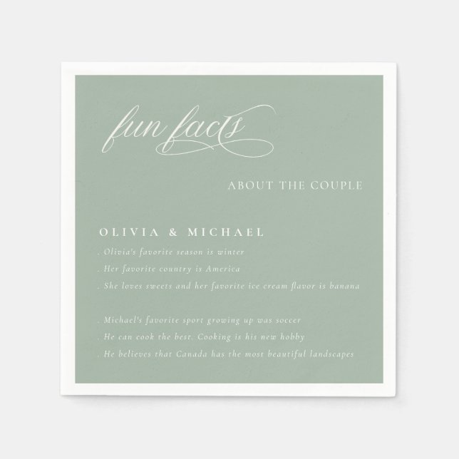 Spaß Fakten einfach elegante Typografie Hochzeit Serviette (Vorderseite)