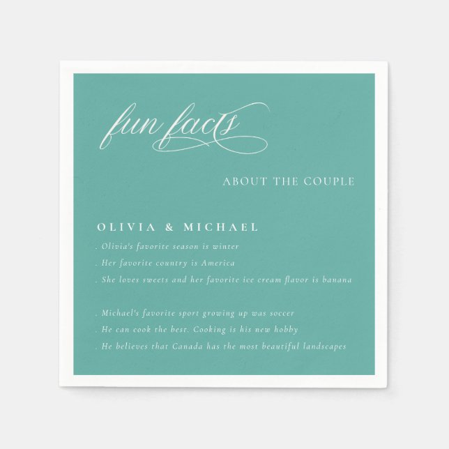 Spaß Fakten einfach elegante Typografie Hochzeit Serviette (Vorderseite)