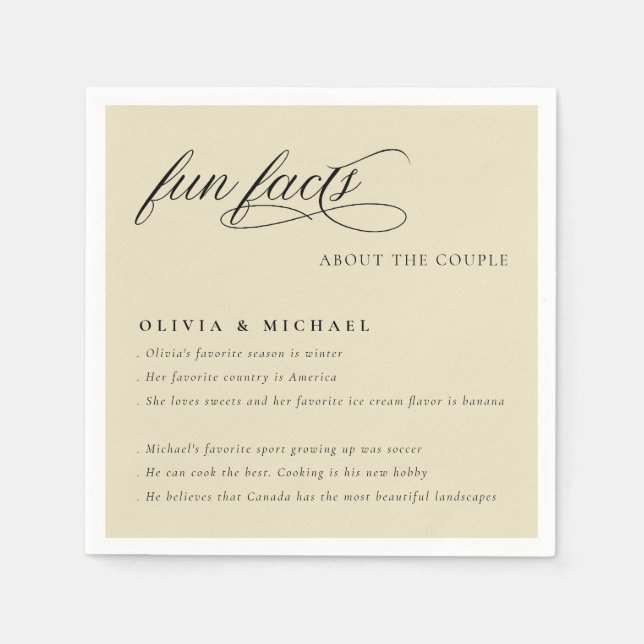 Spaß Fakten einfach elegante Typografie Hochzeit Serviette (Vorderseite)