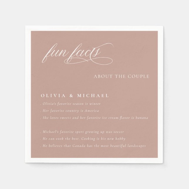 Spaß Fakten einfach elegante Typografie Hochzeit Serviette (Vorderseite)