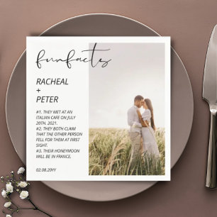 Spaß Fakten Elegante Fotocollage Moderne Hochzeit Serviette