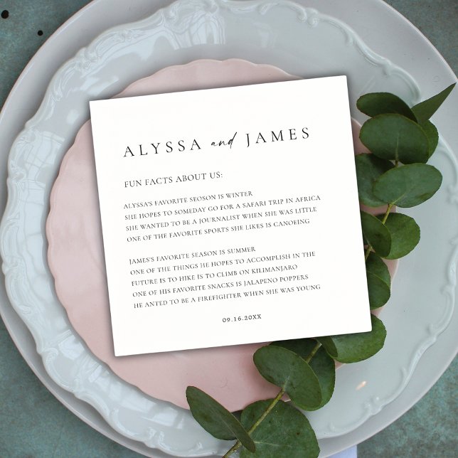 Spaß Fakten Elegante Schwarz & Weiß Hochzeit Serviette (Von Creator hochgeladen)